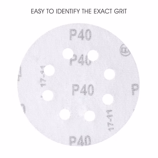 Abrasive Factory 4" 4,5" 5" 6" 7" 9" Oxyde d'aluminium Rouge Blanc Jaune Vert Crochet et boucle Velcro Disque de ponçage Papier abrasif Disque de ponçage pour meubles, métal, peinture