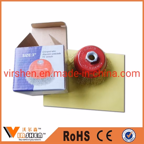 Brosse de tasse de fil d'acier noué de 3 pouces, brosse de tasse de fil serti par replis de fonction de polissage